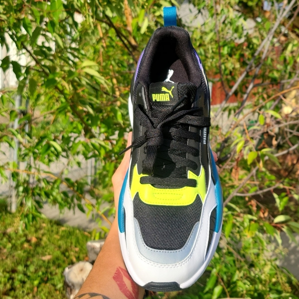 Puma XRay 2 Square Black White Flourescent Sz 10.5